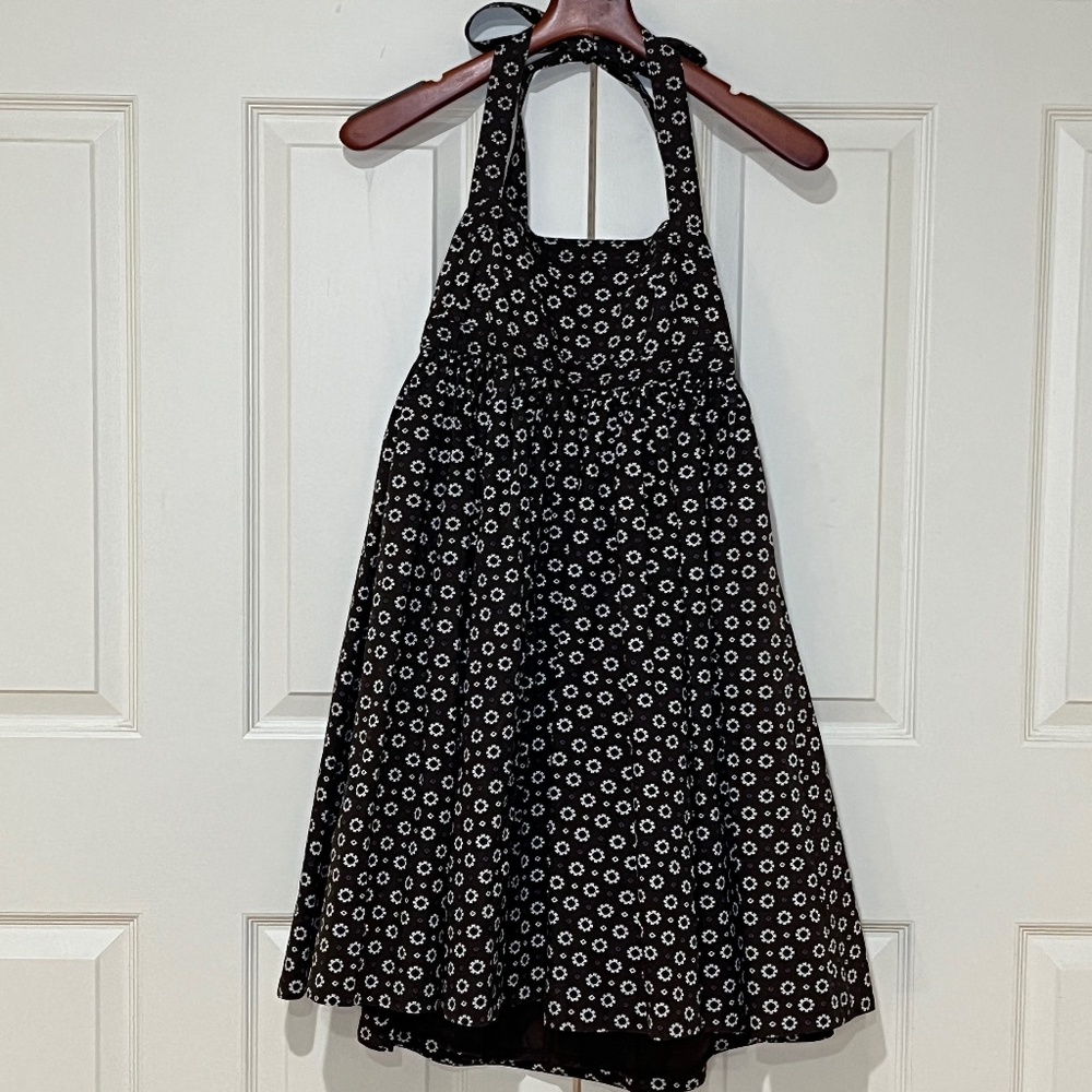 J.Crew Vintage Babydoll Halter Dress Brown Print Size 4